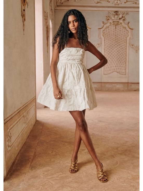 Sezane Dresses & Skirts - Sezane Editions Charlie Ivory White Floral Brocade Mini Dress Size US 4